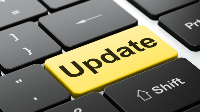 Web design concept: Update on computer keyboard background