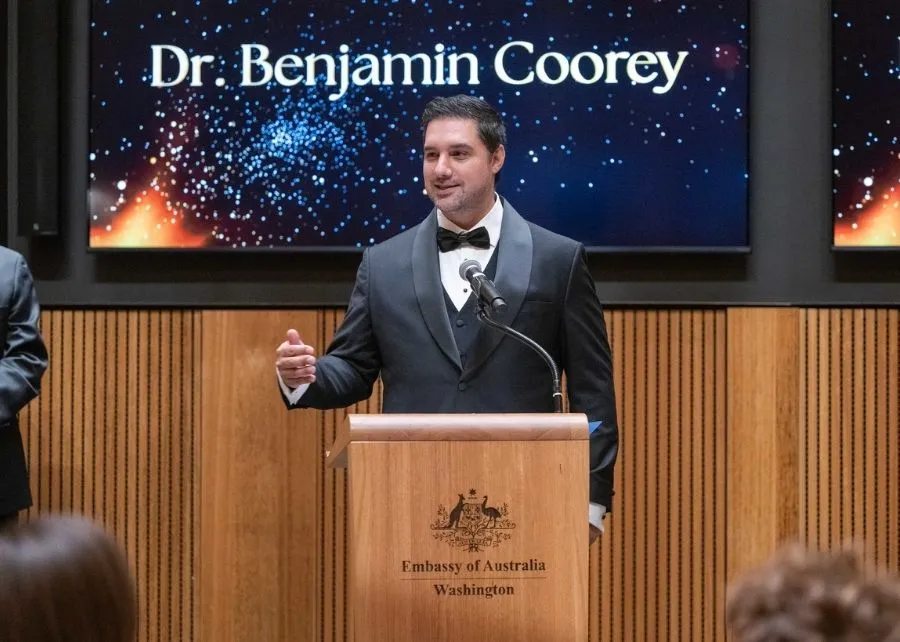 Dr. Benjamin Coorey speaking at the Australia Day Annual Awards Gala 2026.