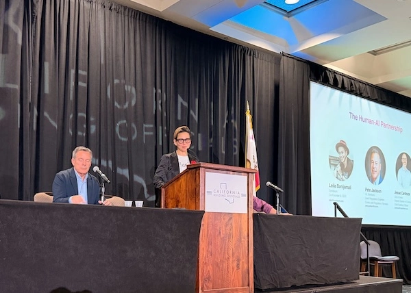 Pete Jackson, Lead Regulatory Engineer for UL Solutions; Leila Banijamali, co-founder and CEO of Symbium; and Jesse Cardoza, Building and Safety Manager/Chief Building Official, City of Irvine.