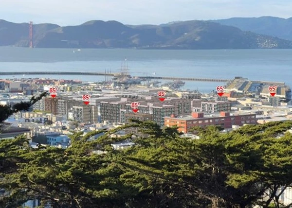 Zoning Reform Trends 2026-coit-tower-vista-600x428 A rendered view from Coit Tower of the Fisherman's Wharf neighborhood in San Francisco, California.