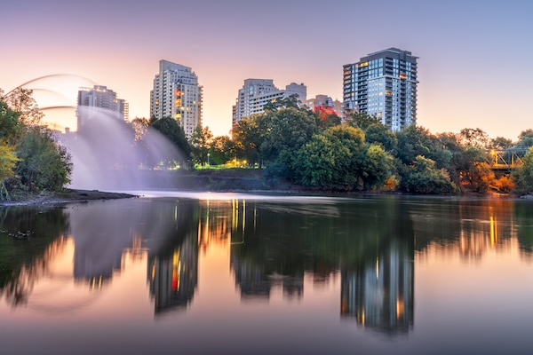 The Thames River in London, Ontario, Canada.