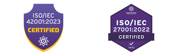Archistar's ISO 27001 and ISO 42001 certification logos.