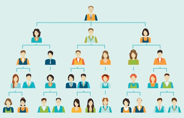 a traditional command-and-control organization chart